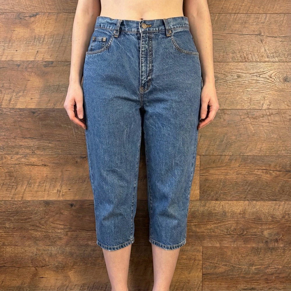 Bill Blass Vintage 100% Cotton Jeans High Rise Cropped Easy Fit Mom Denim Sz 14